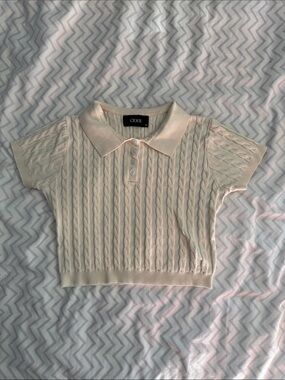 3/$25 Cider Cream Cable-Knit Polo Crop